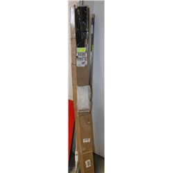 BOX OF 6FT DOOR SWEEPS AND 2 PIANO HINGES