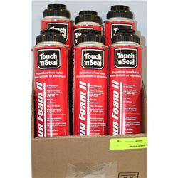 BOX WITH 6 CANS OF TOUCH AND SEAL GUN FOAM