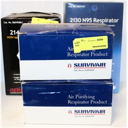 FOUR BOXES OF ASSORTED RESPIRATORS
