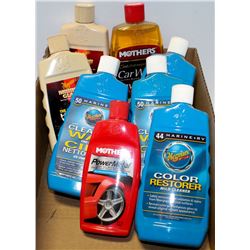 A BOX OF ASSORTED CAR CLEANERS