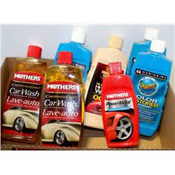 A BOX OF ASSORTED CAR CLEANERS