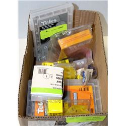 BOX OF SCREWS, CONNECTORS, HEAT SHRINK TERMINALS,