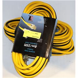 LOT OF 3 EXTREME DUTY OUTDOOR 25FT EXTENSION CORDS