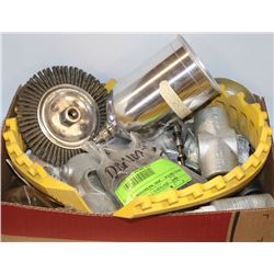 BOX OF STEEL ELBOWS, PLUGS AND MISC ELECTRICAL