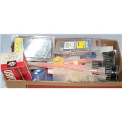 BOX OF QUICK PINS, ASSORTED FASTNERS AND MORE