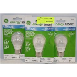 LOT OF 3 GE LED BULBS