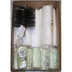 BOX OF ASSORTED PAINT ROLLERS AND CHIMNEY BRUSH