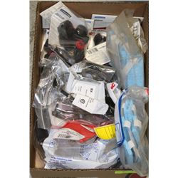 BOX OF SAFETY GLASSES FOAM HEAD ABNDS, AND HARDHAT