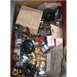 BOX OF ASSORTED PLUMBING SUPPLIES