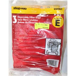 2 BAGS OF DISPOSABLE SHOP VAC FILTER BAGS