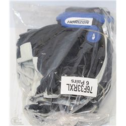 6 PAIR OF HORIZON XL WORK GLOVES