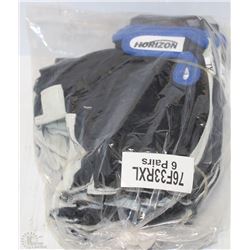 6 PAIR OF HORIZON XL WORK GLOVES