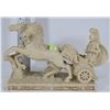 Image 1 : VINTAGE ROMAN CHARIOT & HORSES STATUE FAUX MARBLE