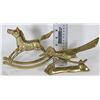 Image 1 : 2  BRASS FIGURINES - ROCKING HORSE & ROADRUNNER