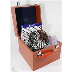 DELUXE WOODEN BOX WIRE BINGO CAGE GAME SET