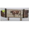 Image 1 : RECLAIMED WOOD STYLE COAT RACK WITH FARM COW