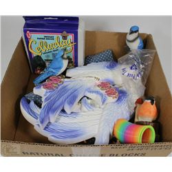 FLAT OF ASSORTED BIRD AND BEAR ORNAMENTS AND MORE