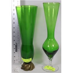 PAIR OF GREEN VASES