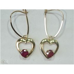 #3-10KT YELLOW GOLD RUBY EARRINGS