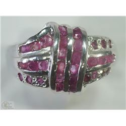 #4-STERLING SILVER RUBY RING SZ 7.5