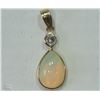 Image 1 : #9-14KT YELLOW GOLD OPAL& DIAMOND PENDANT
