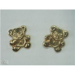 #10-14KT GOLD TEDDY BEAR BABY EARRINGS