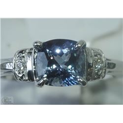 #12-14KT WHITE GOLD TANZANITE DIAMOND RING SZ 7