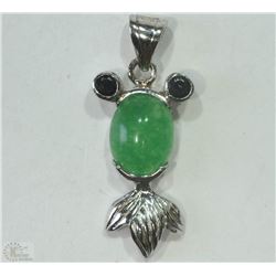 #13-STERLING SILVER JADE FISH PENDANT