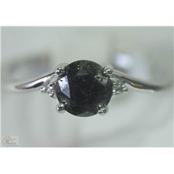 #15-14KT WHITE GOLD BLACK& WHITE DIAMOND RING SZ 6