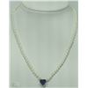 Image 1 : #16-14KT WHITE GOLD PEARL SAPPHIRE NECKLACE