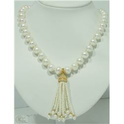 #20-STERLING SILVER & YELLOW GOLD PEARL NECKLACE