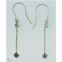 #22-14KT YELLOW GOLD BLUE DIAMOND EARRINGS