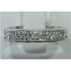 #25- 14KT WHITE GOLD 9 PRINCESS CUT DIAMOND BAND
