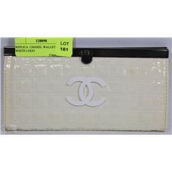 REPLICA CHANEL CREAM WALLET WITH WHITE LOGO