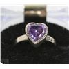 Image 1 : 925 SILVER AMYTHYST HEART RING - SIZE 7.5
