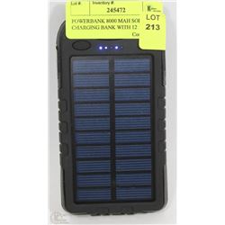 POWERBANK 8000 MAH SOLAR CHARGING BANK WITH 12