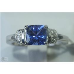 #29-14KT WHITE GOLD DIAMOND & TANZANITE RING SZ 7