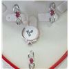 Image 1 : #30-ST SILVER RUBY EARRINGS, RING & NECKLACE SET