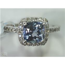 #37-14KT WHITE GOLD TANZANITE & DIAMOND RING SZ6.5
