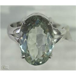 #40-STERLING SILVER GREEN AMETHYST RING SZ 8