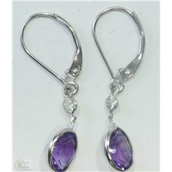#46-14KT YELLOW GOLD AMETHYST &DIAMOND EARRINGS