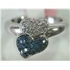 Image 1 : #48-STERLING SILVER DIAMOND DOUBLE HEART RING SZ 7