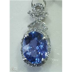 #49-14KT WHITE GOLD TANZANITE& DIAMOND PENDANT