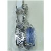 Image 2 : #49-14KT WHITE GOLD TANZANITE& DIAMOND PENDANT