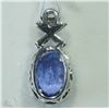 Image 3 : #49-14KT WHITE GOLD TANZANITE& DIAMOND PENDANT