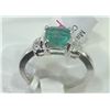 Image 2 : #50-10KT WHITE GOLD EMERALD & DIAMOND RING SZ 7