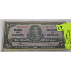 1937 CANADIAN $10.00 BILL