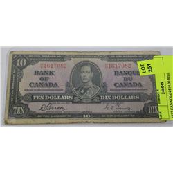 1937 CANADIAN $10.00 BILL