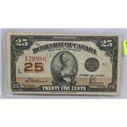 1923 CANADIAN SHINPLASTER