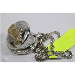 MOTORCYCLE POCKET WATCH & CHAIN